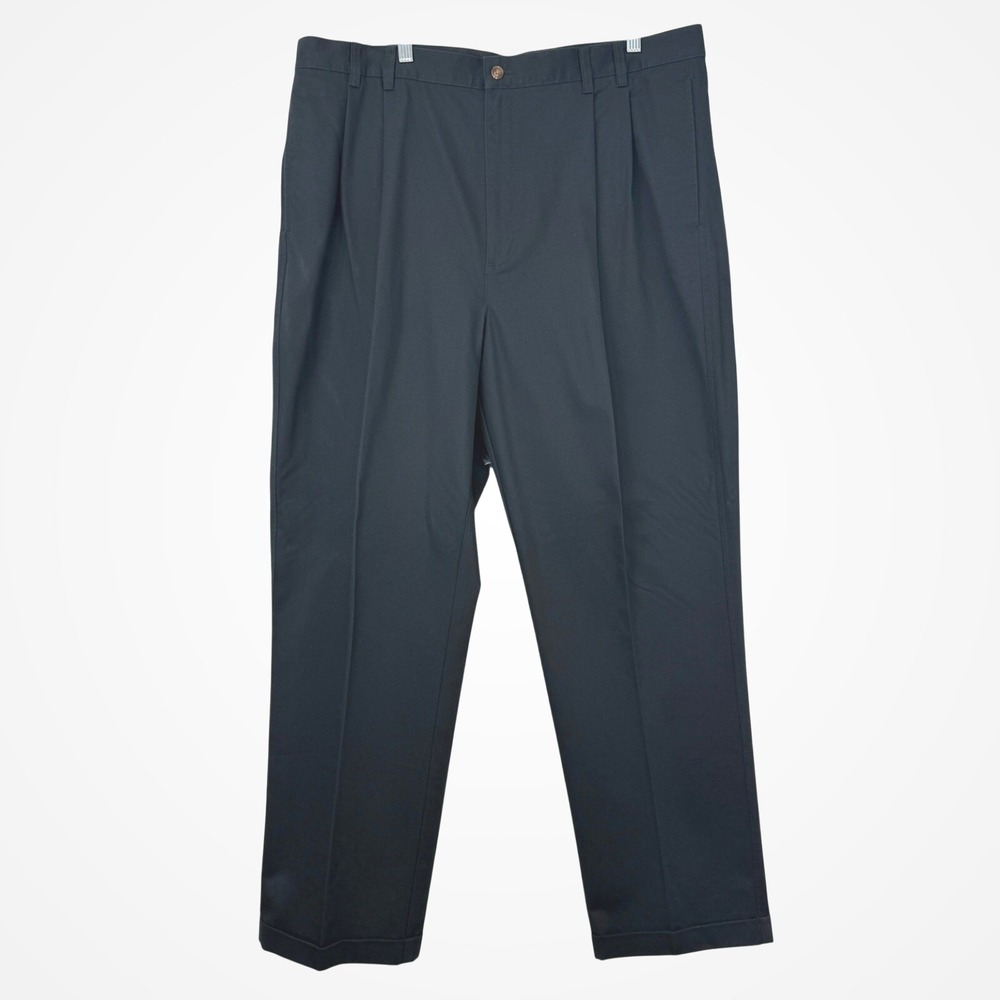 Jos A Bank Mens Wrinkle Resistant Twill Pleated Dress Pants Size 40x32 Black NWT - Picture 2 of 7
